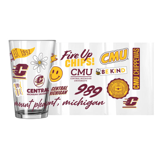 Central Michigan 16oz Native Pint Glass - Logo Brands - Flyclothing LLC
