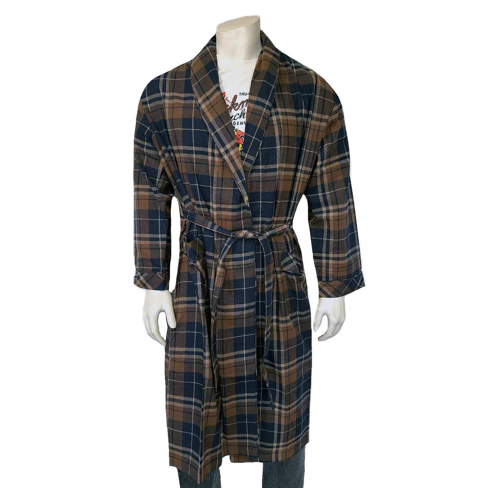 Rockmount Ranch Ware Western Adult Flannel Robe in Navy - Rockmount Clothing - Flyclothing LLC
