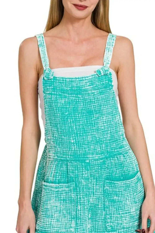 Zenana Woven Double Gauze Acid Washed Romper - Trendsi - Flyclothing LLC