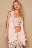 POL Embroidered Pearls Open Front Sleeveless Cardigan - Trendsi - Flyclothing LLC