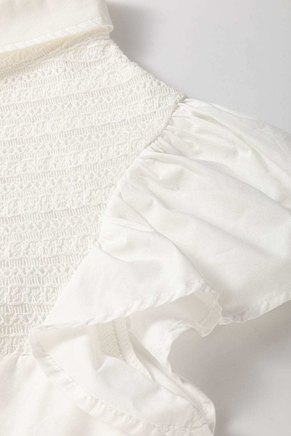 Lace Patchwork Ruffled Cap Sleeve Blouse - Trendsi - Flyclothing LLC