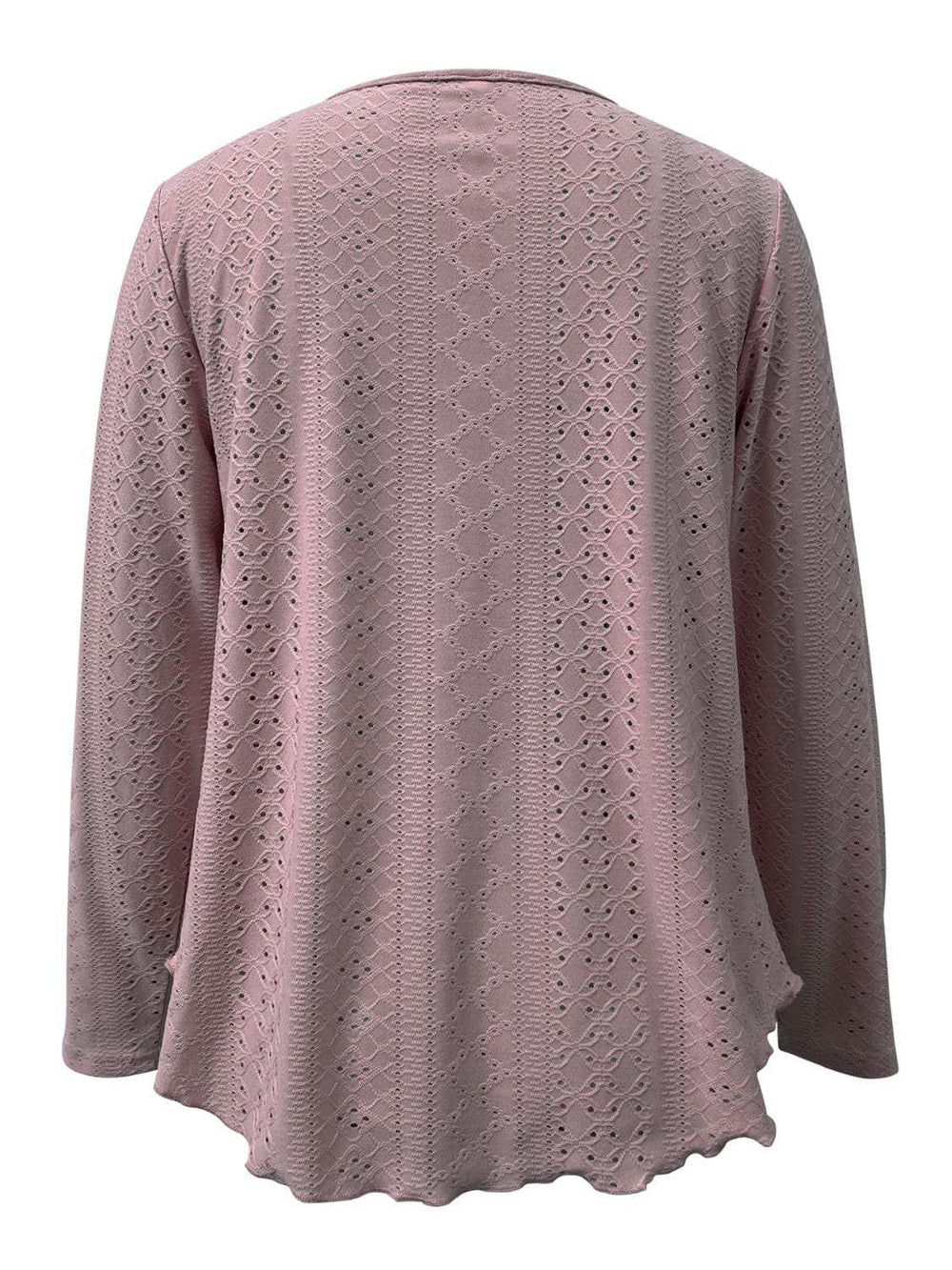 Eyelet Long Sleeve Blouse - Trendsi - Flyclothing LLC