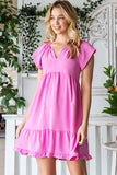 Reborn J Tiered Notched Cap Sleeve Dress - Trendsi - Flyclothing LLC