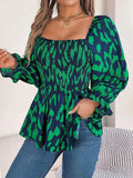 Square Neck Flounce Sleeve Blouse - Trendsi - Flyclothing LLC