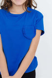 Royal Blue Ruffle Pocket Tee - Mila & Rose ® - Flyclothing LLC