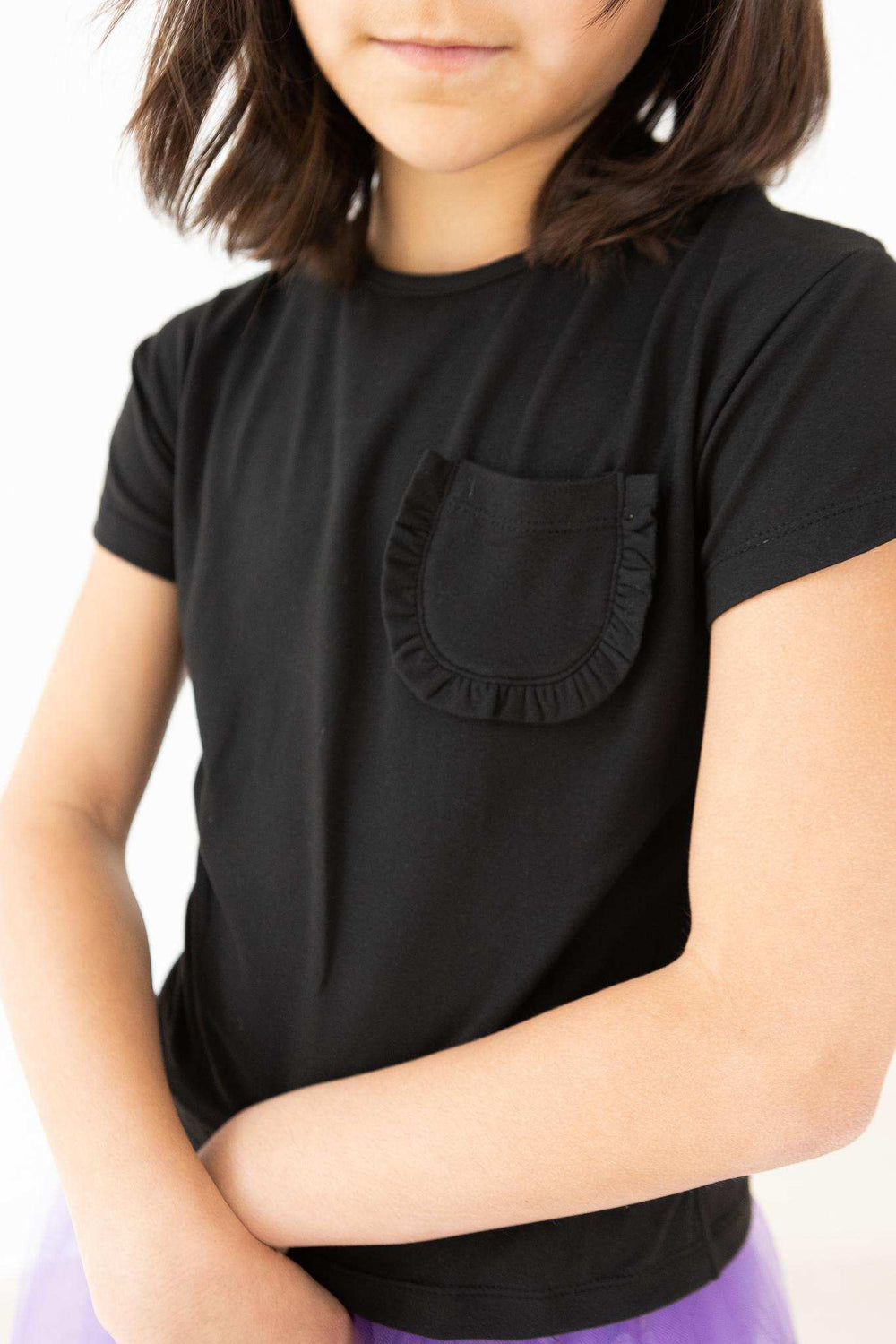 Black Ruffle Pocket Tee - Mila & Rose ® - Flyclothing LLC