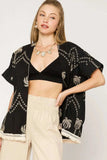 Umgee Open Front Embroidered Fringe Kimono - Trendsi - Flyclothing LLC