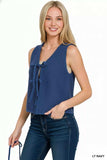 Zenana Tie Front Sweater Vest - Trendsi - Flyclothing LLC