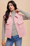 Annie Wear Texture Quilted Snap Down Vest Coat - Trendsi - Flyclothing LLC