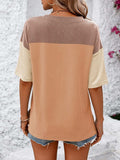 Color Block Round Neck Half Sleeve T-Shirt - Trendsi - Flyclothing LLC