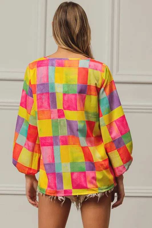 BiBi Multi Block Bubble Pop Ballon Top - Trendsi - Flyclothing LLC