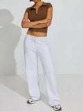 Collared Neck Short Sleeve Top - Trendsi - Flyclothing LLC