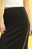 Umgee Midi Pencil Skirt with Contrast Piping Detail - Trendsi - Flyclothing LLC