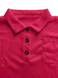 Waffle-Knit Short Sleeve Polo Shirt - Trendsi - Flyclothing LLC