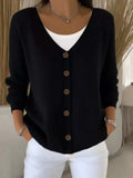 Full Size Button-Front V-Neck Cardigan Plus Size - Trendsi - Flyclothing LLC