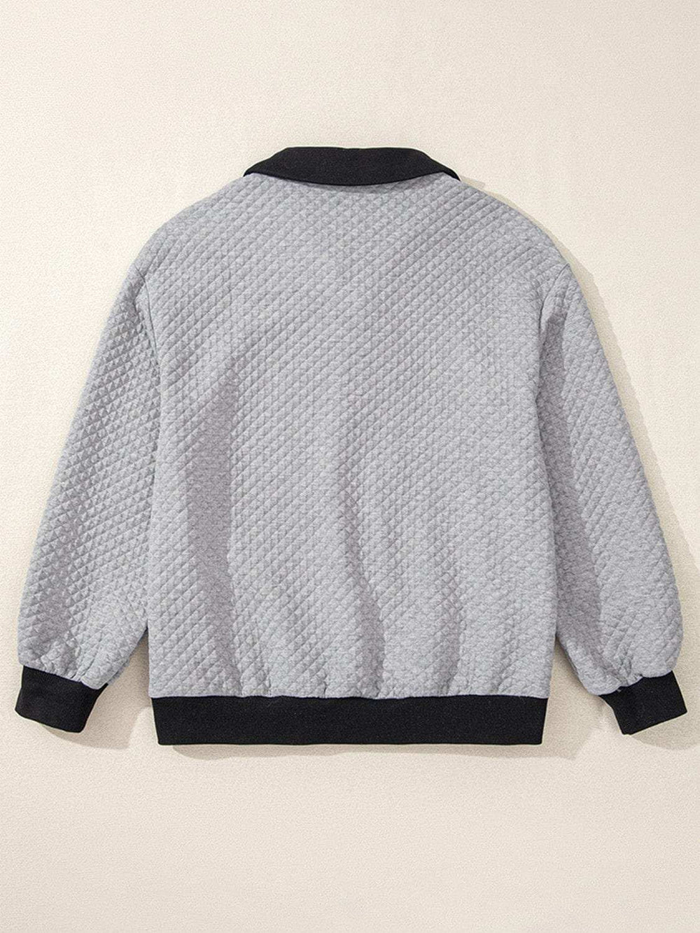 Texture Quarter Button Long Sleeve Sweatshirt - Trendsi - Flyclothing LLC