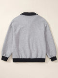 Texture Quarter Button Long Sleeve Sweatshirt - Trendsi - Flyclothing LLC