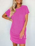 Round Neck Short Sleeve Mini Dress - Trendsi - Flyclothing LLC