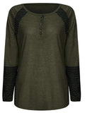 Full Size Striped Quarter Button Long Sleeve T-Shirt - Trendsi - Flyclothing LLC