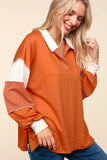 Haptics Color Block Exposed Seam Long Sleeve Top - Trendsi - Flyclothing LLC