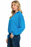 Zenana French Terry Collared Exposed Seam Sweatshirt - Trendsi - Flyclothing LLC
