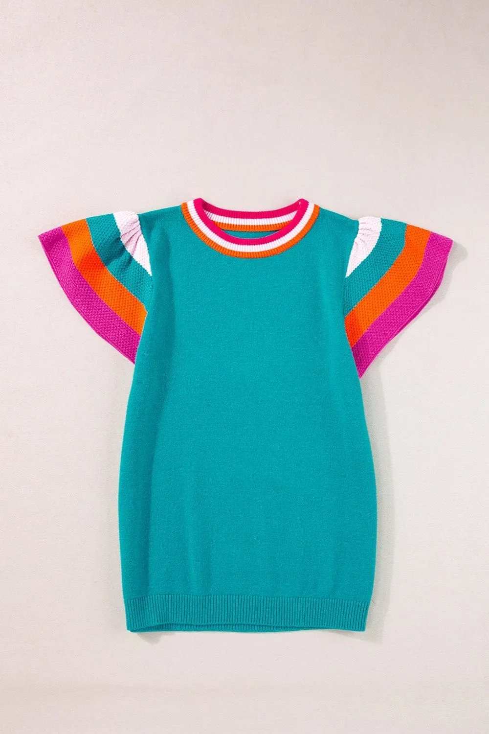 Color Block Round Neck Knit Top - Trendsi - Flyclothing LLC