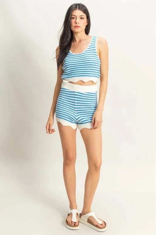 HYFVE Striped Cropped Tank and Shorts Set - Trendsi - Flyclothing LLC