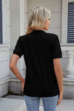 Notched Short Sleeve Top - Trendsi - Flyclothing LLC