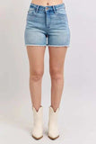 Judy Blue Full Size High Waist Western Embroidery Detail Cut Off Denim Shorts Plus Size - Trendsi - Flyclothing LLC