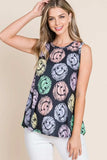 BOMBOM Round Neck Smiley Face Tank - Trendsi - Flyclothing LLC