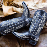 Stetson Tina Black & White Flame Embroidered Cowboy Boot - Stetson - Flyclothing LLC