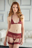 Allure Lingerie Willow Lace & Mesh Bra & Garter G-string Two Piece Set - Allure Lingerie - Flyclothing LLC