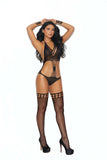 Elegant Moments Black Crochet Teddy W/Stockings 12007 - Elegant Moments - Flyclothing LLC
