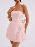Lace-Up Sleeveless Satin Mini Dress with Bow - Trendsi - Flyclothing LLC