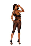 Elegant Moments Black Crochet Cropped Bodystocking 12059 - Elegant Moments - Flyclothing LLC