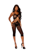 Elegant Moments Black Crochet Cropped Bodystocking 12059 - Elegant Moments - Flyclothing LLC