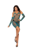 Elegant Moments Dusky Jade Crocet Mini Dress & Gloves 12063 - Elegant Moments - Flyclothing LLC