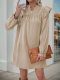 Ruffled Notched Flounce Sleeve Dress - Trendsi - Flyclothing LLC