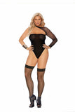 Elegant Moments Black Fishnet & Opaque Teddy & Hose 12083q - Elegant Moments - Flyclothing LLC