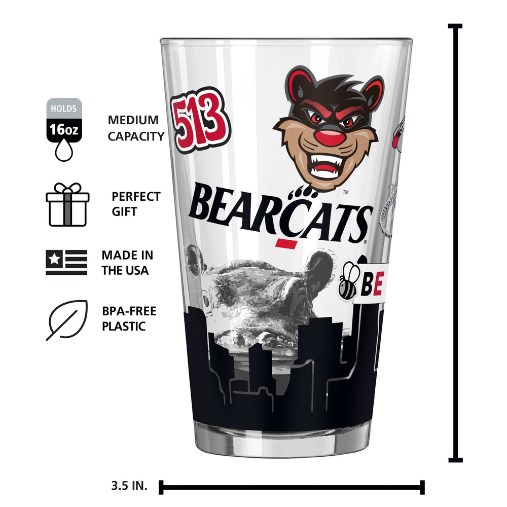 Cincinnati 16oz Native Pint Glass - Logo Brands - Flyclothing LLC