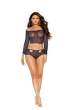 Elegant Moments Midnight Blue Long Sleeve Cami & Shorts 12107 - Elegant Moments - Flyclothing LLC