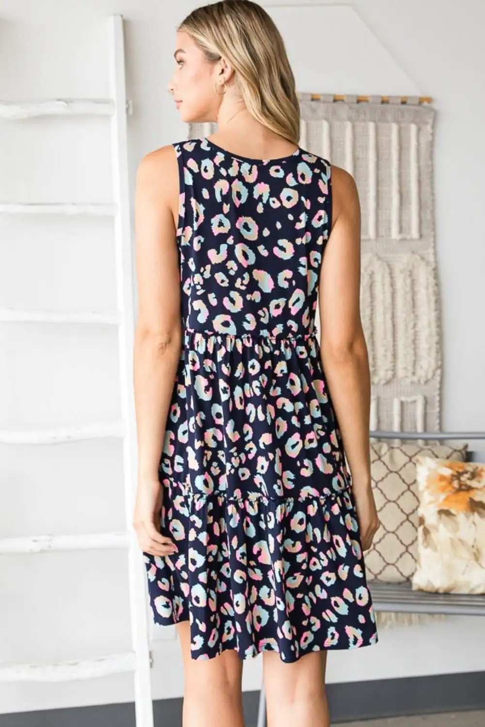 Heimish Full Size Leopard V-Neck Ruffled Tank Dress - Trendsi - Flyclothing LLC