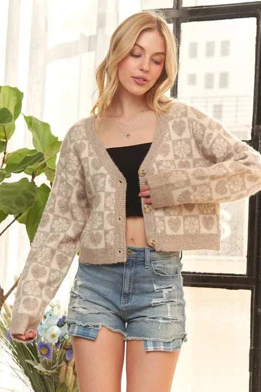 ADORA Button Down Crop Sweater Cardigan - Trendsi - Flyclothing LLC