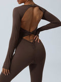 Twisted Backless Long Sleeve Jumpsuit - Trendsi - Flyclothing LLC