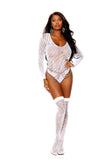 Elegant Moments White Teddy & Stockings 12146 - Elegant Moments - Flyclothing LLC