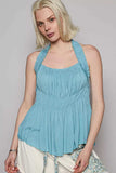 POL Backless Halter Sleeveless Top with Smocking Shirring Detail - Trendsi - Flyclothing LLC
