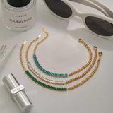 18K Gold-Plated Stainless Steel Rhinestone Chain Bracelet - Trendsi - Flyclothing LLC