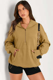Pocketed Half Zip Long Sleeve Hoodie - Trendsi - Flyclothing LLC