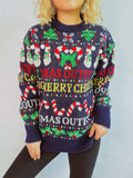 Christmas Pattern Round Neck Long Sleeve Sweater - Trendsi - Flyclothing LLC