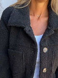 Full Size Fuzzy Button Up Drop Shoulder Jacket - Trendsi - Flyclothing LLC